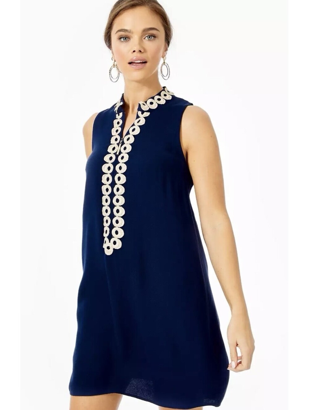 Lilly Pulitzer Jane Shift Dress Rayon Size 14 True Navy Embellished NWT $168